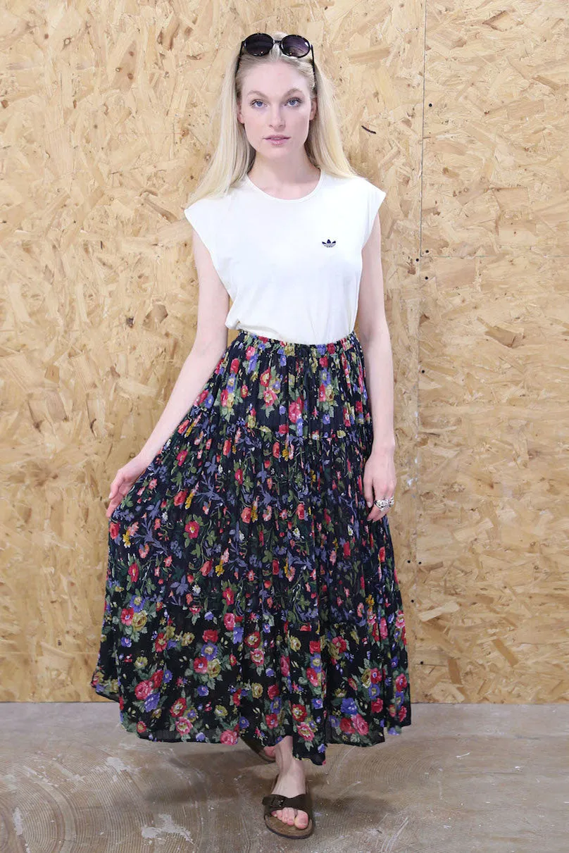 Bohemian Ditsy Floral Print Maxi Skirt