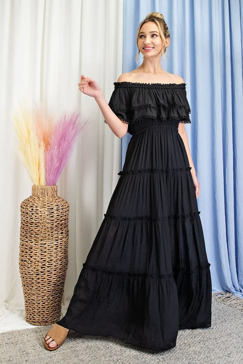 Bohemian Ruffle Tiered Maxi Dress