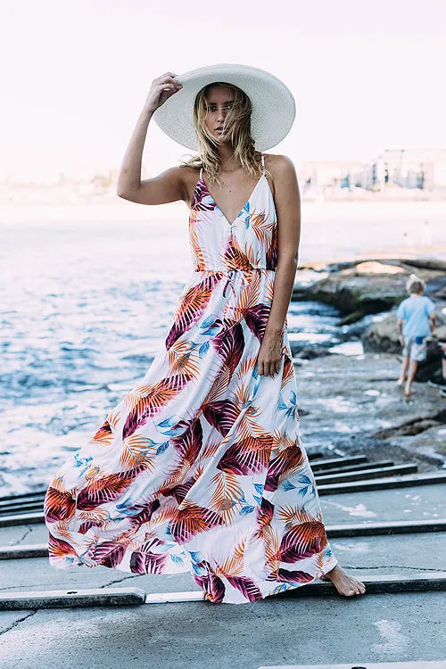 Boho Print Elastic Beach Maxi Dress - 4 Colors