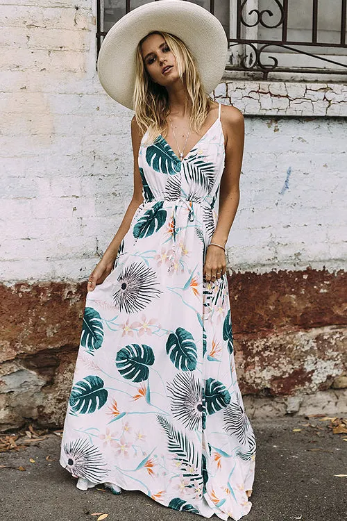 Boho Print Elastic Beach Maxi Dress - 4 Colors