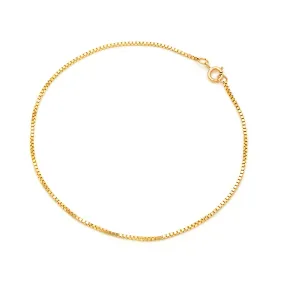 Box Chain Anklet | Solid 14k Gold