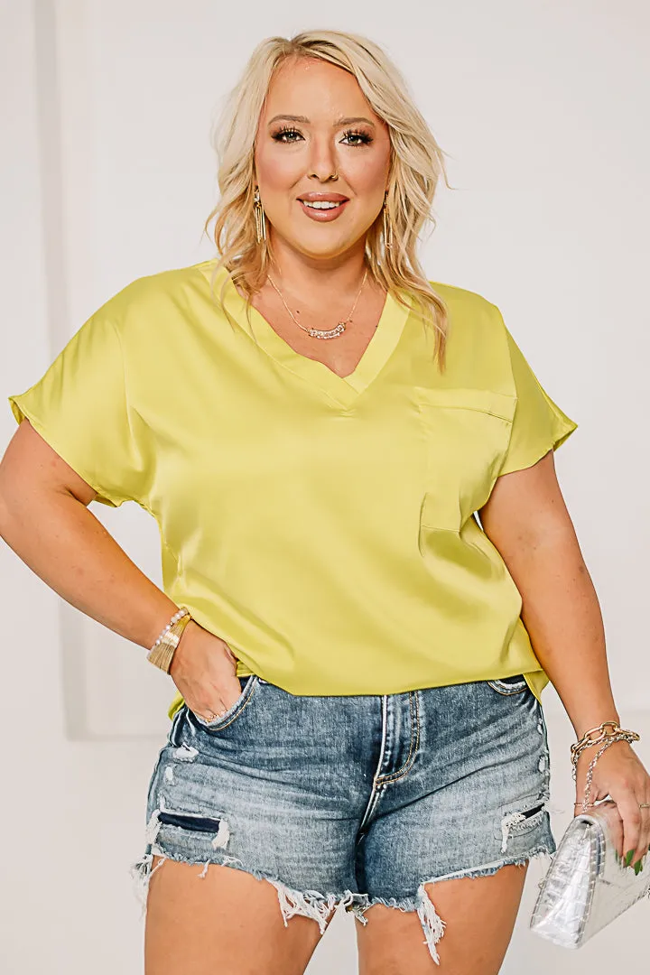 Brighten My Day Satin Top | Neon Yellow