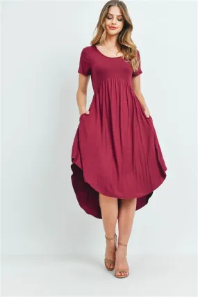 Burgundy High Low Empire Dress