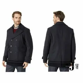 Calvin Klein Mens Wool Pea Coat, Charcoal