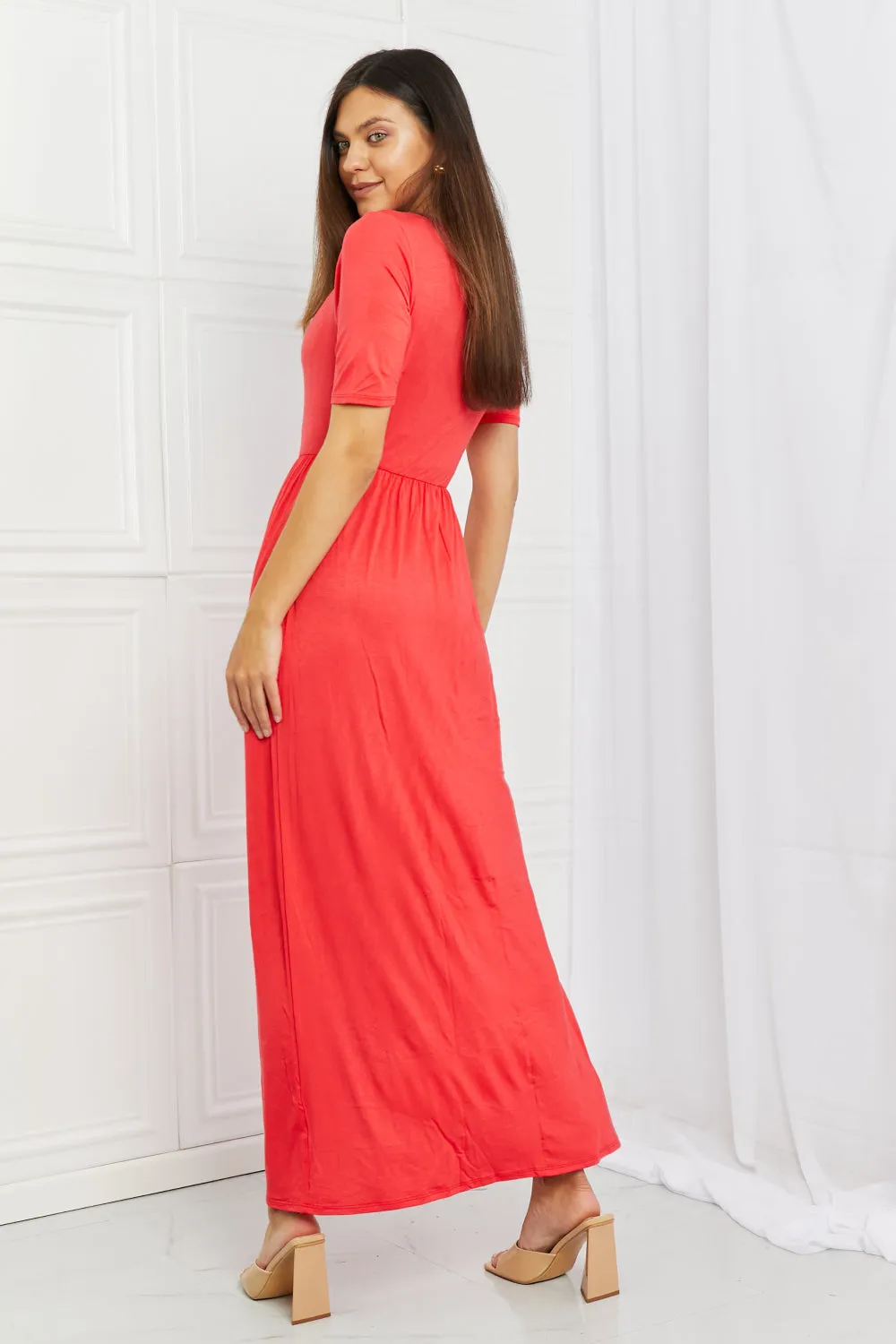 Celeste Sweetheart Full Size Short Sleeve Maxi Dress in Orange