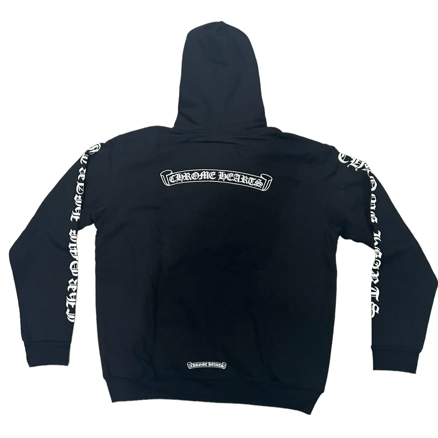 Chrome Hearts Scroll Logo Thermal Zip Up Hoodie Black