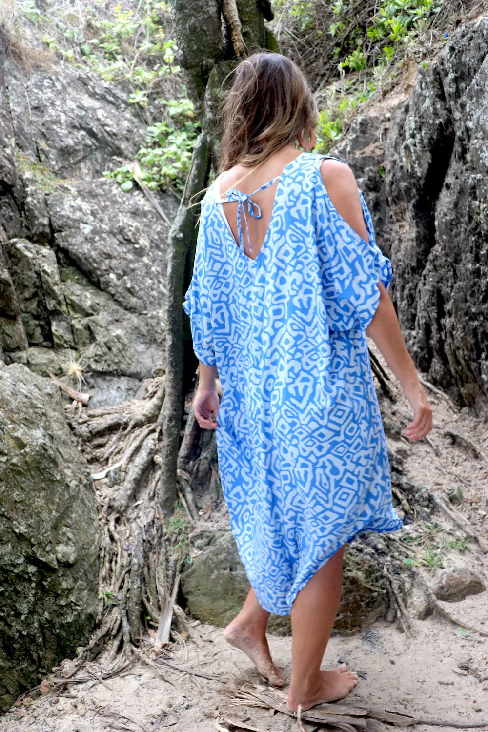 Cold Shoulder Dress In Mediterranean