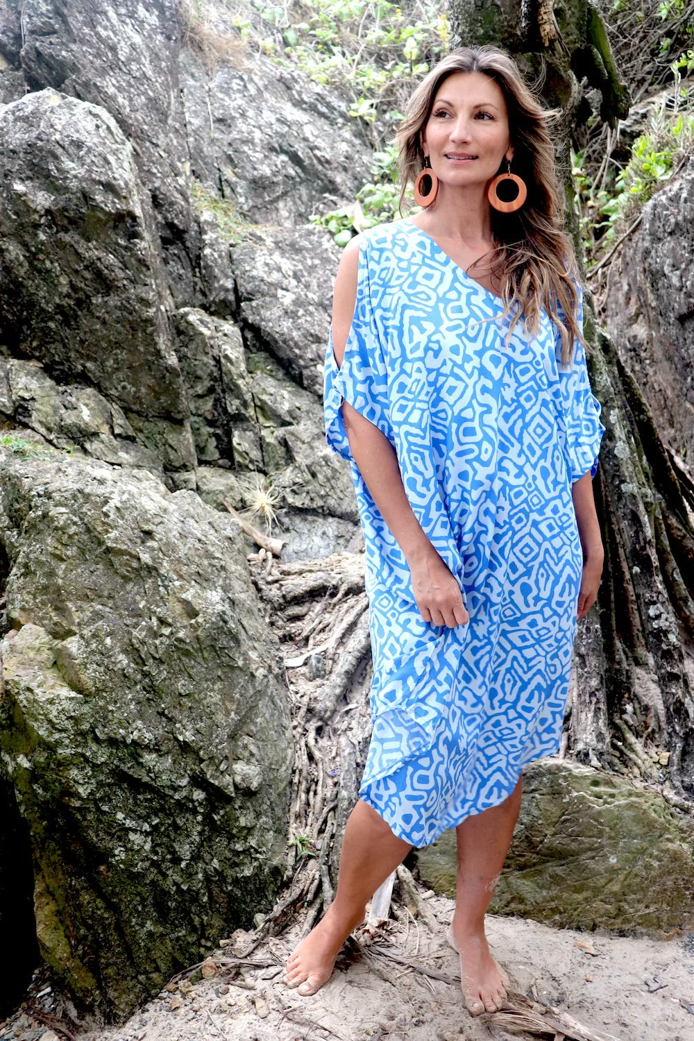 Cold Shoulder Dress In Mediterranean