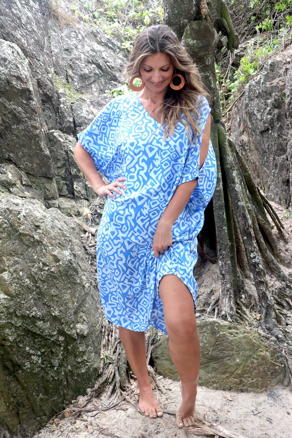 Cold Shoulder Dress In Mediterranean