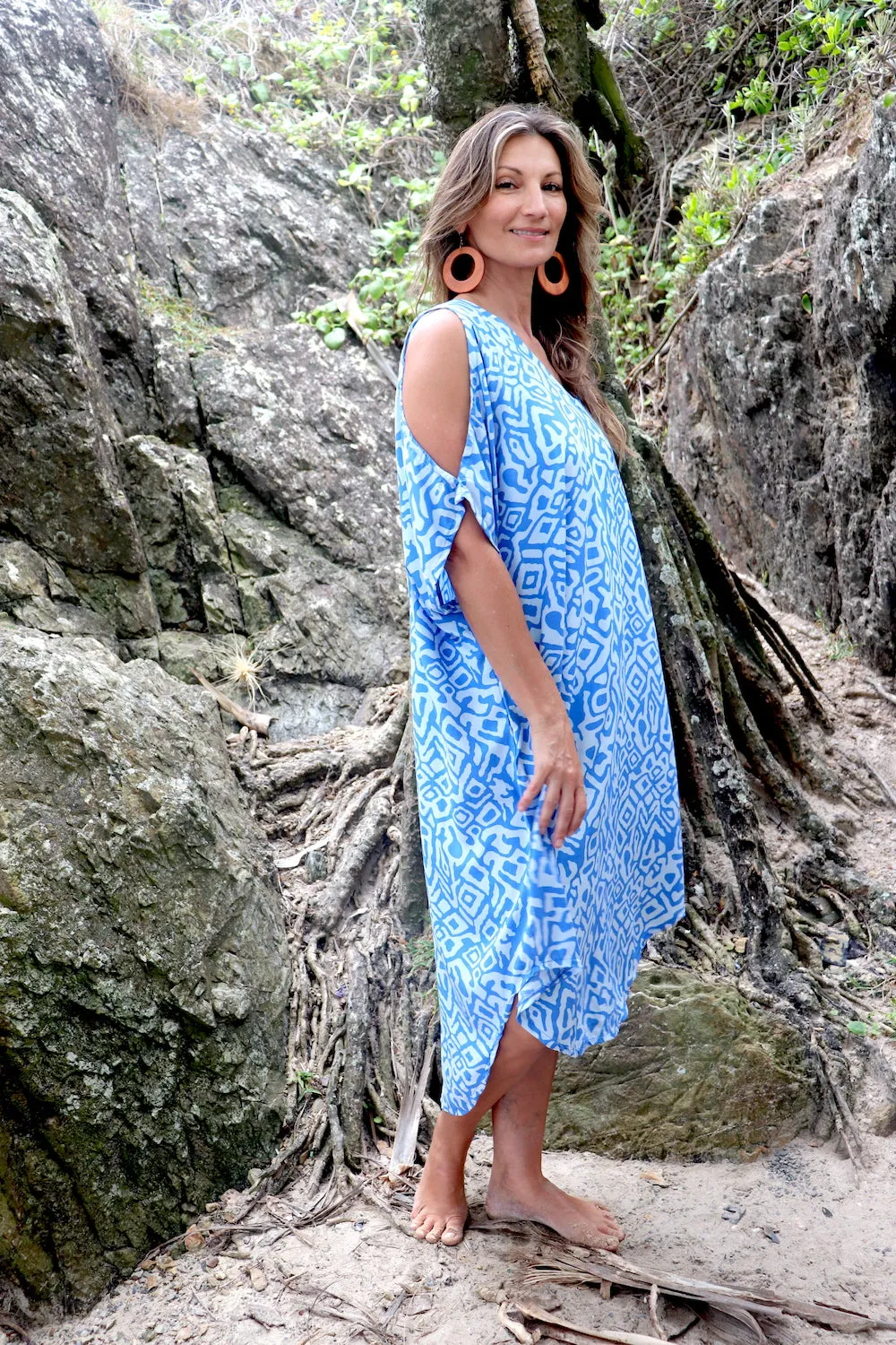 Cold Shoulder Dress In Mediterranean