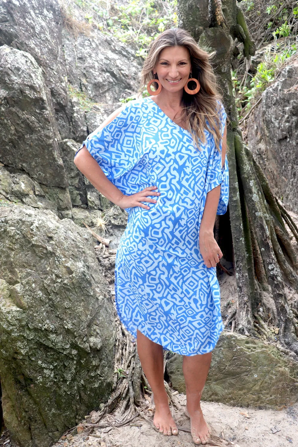 Cold Shoulder Dress In Mediterranean