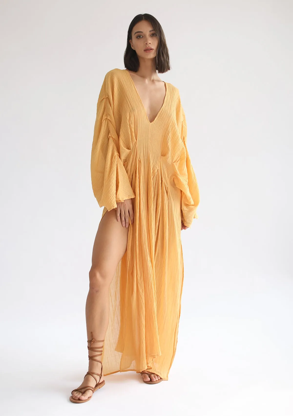 CORA KAFTAN DRESS - PALE GOLD