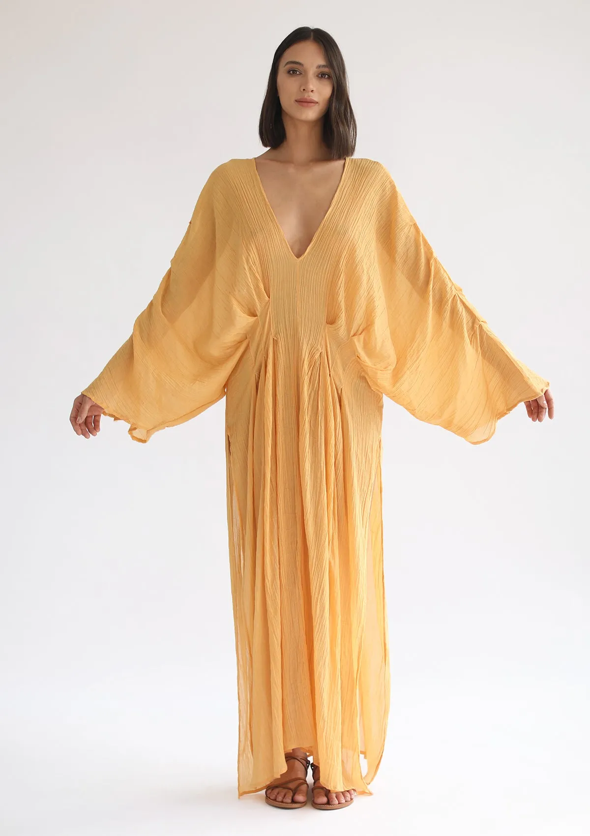 CORA KAFTAN DRESS - PALE GOLD