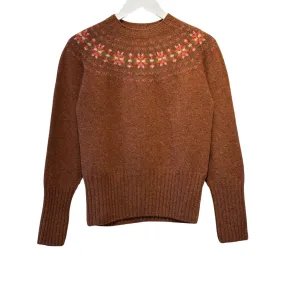 Crew Neck Jumper with Fair Isle Yoke - Sienna