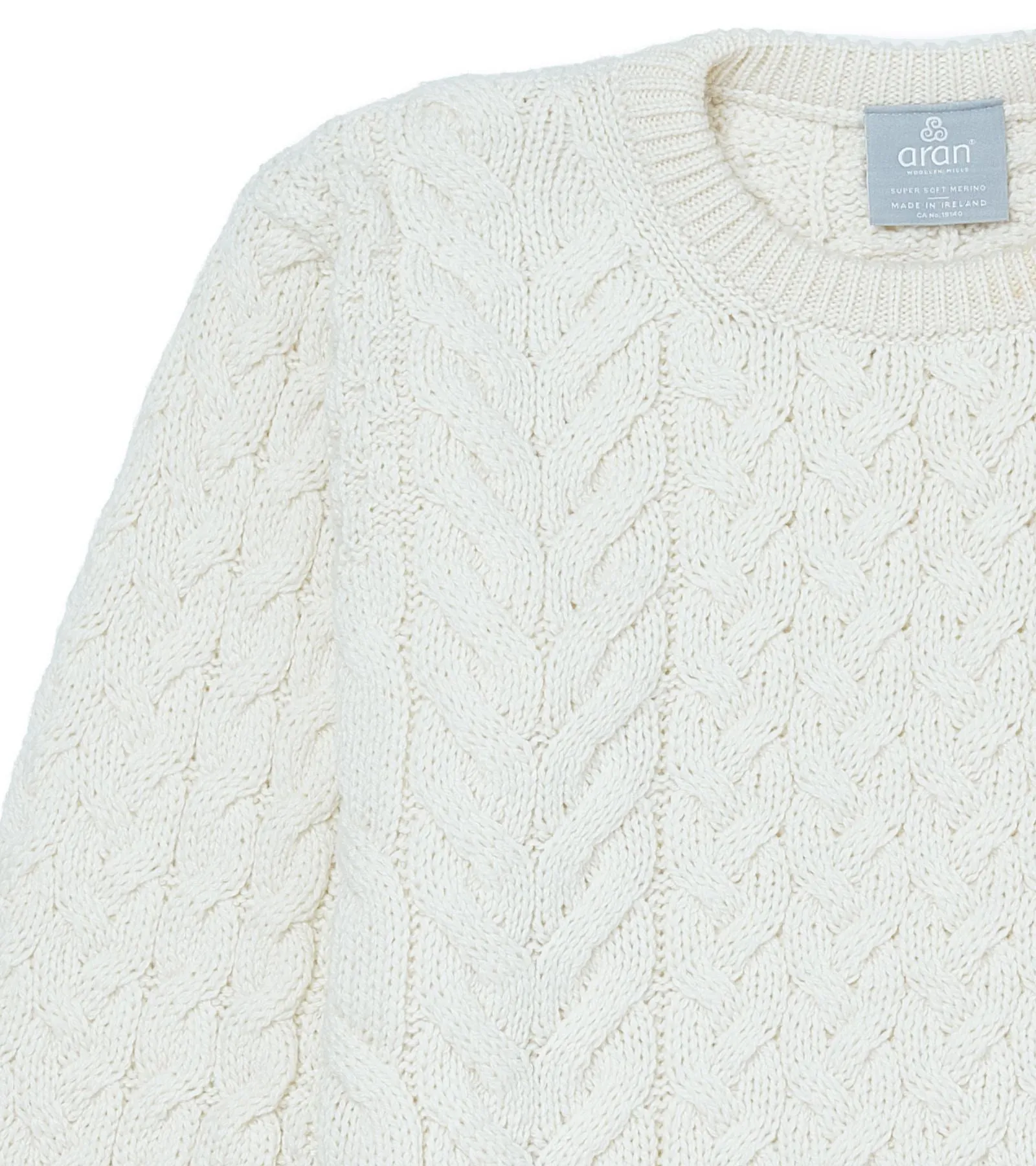 Crew Neck Unisex Aran Sweater - ECRU