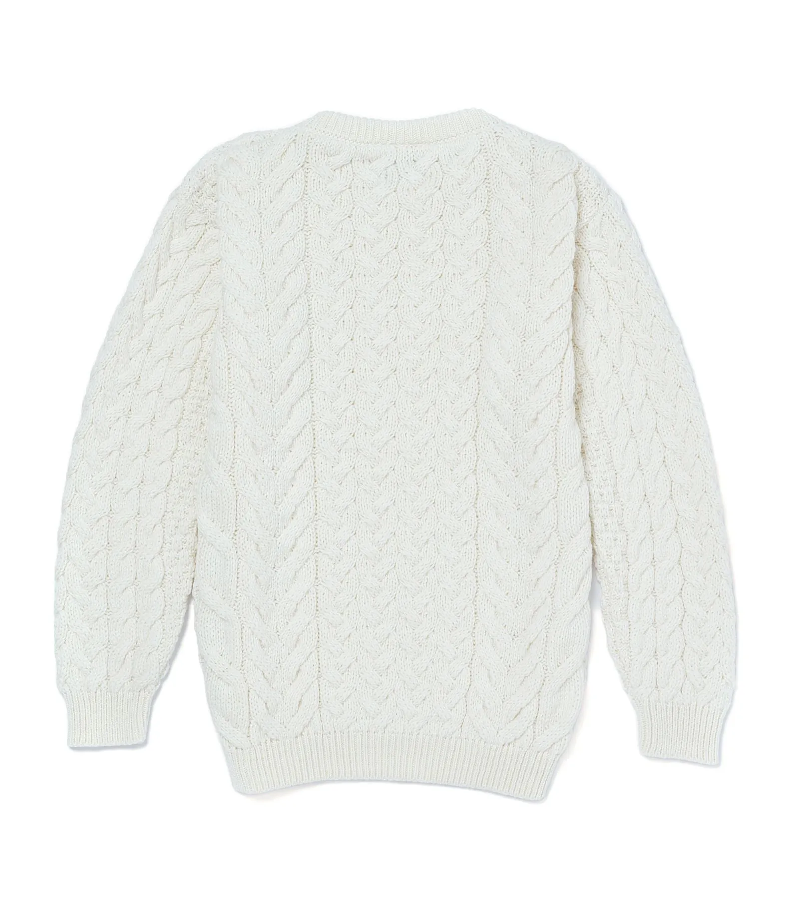 Crew Neck Unisex Aran Sweater - ECRU