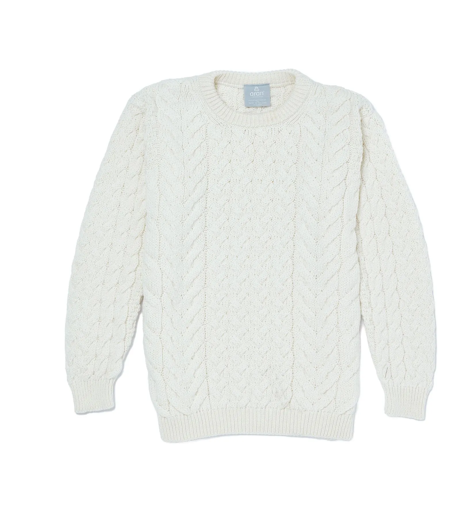 Crew Neck Unisex Aran Sweater - ECRU