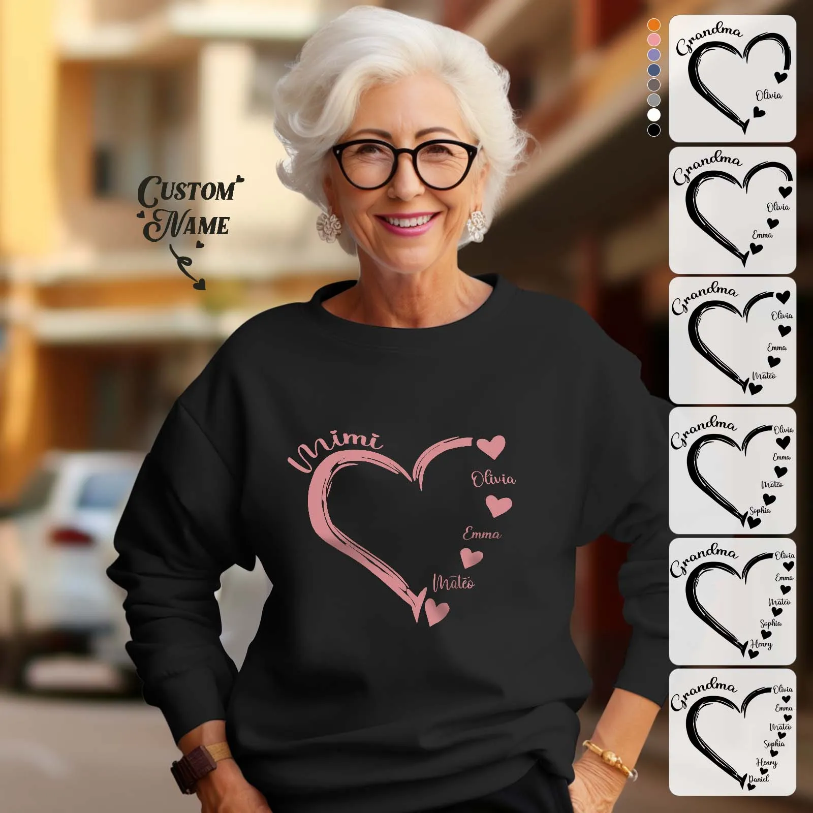 Custom Mama Grandma Round Neck Sweatshirt Personalised Crewneck Sweatshirts Mother's Day Gift