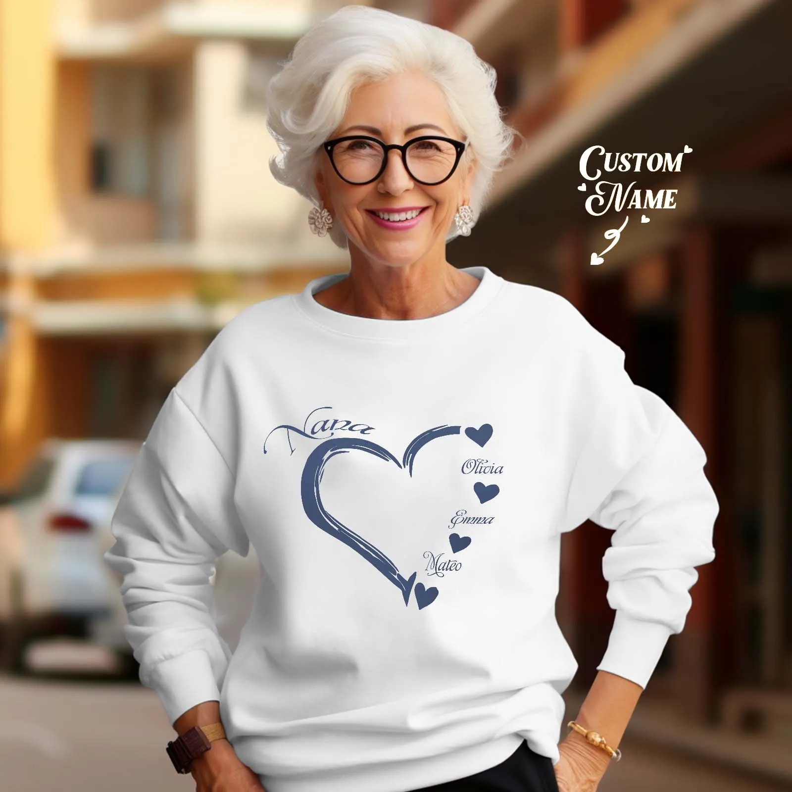 Custom Mama Grandma Round Neck Sweatshirt Personalised Crewneck Sweatshirts Mother's Day Gift