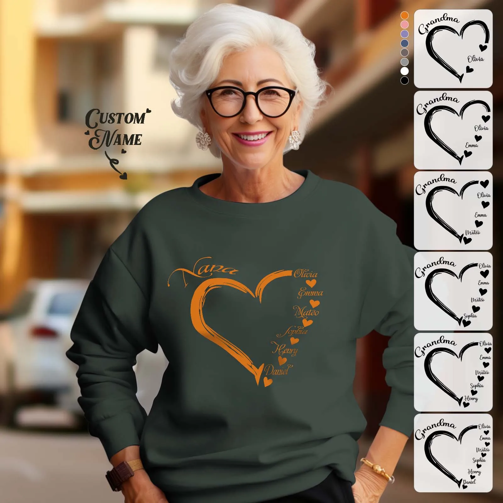 Custom Mama Grandma Round Neck Sweatshirt Personalised Crewneck Sweatshirts Mother's Day Gift