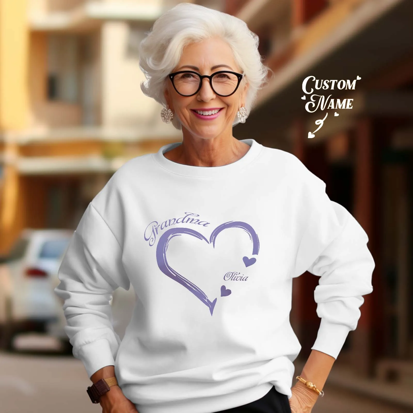 Custom Mama Grandma Round Neck Sweatshirt Personalised Crewneck Sweatshirts Mother's Day Gift