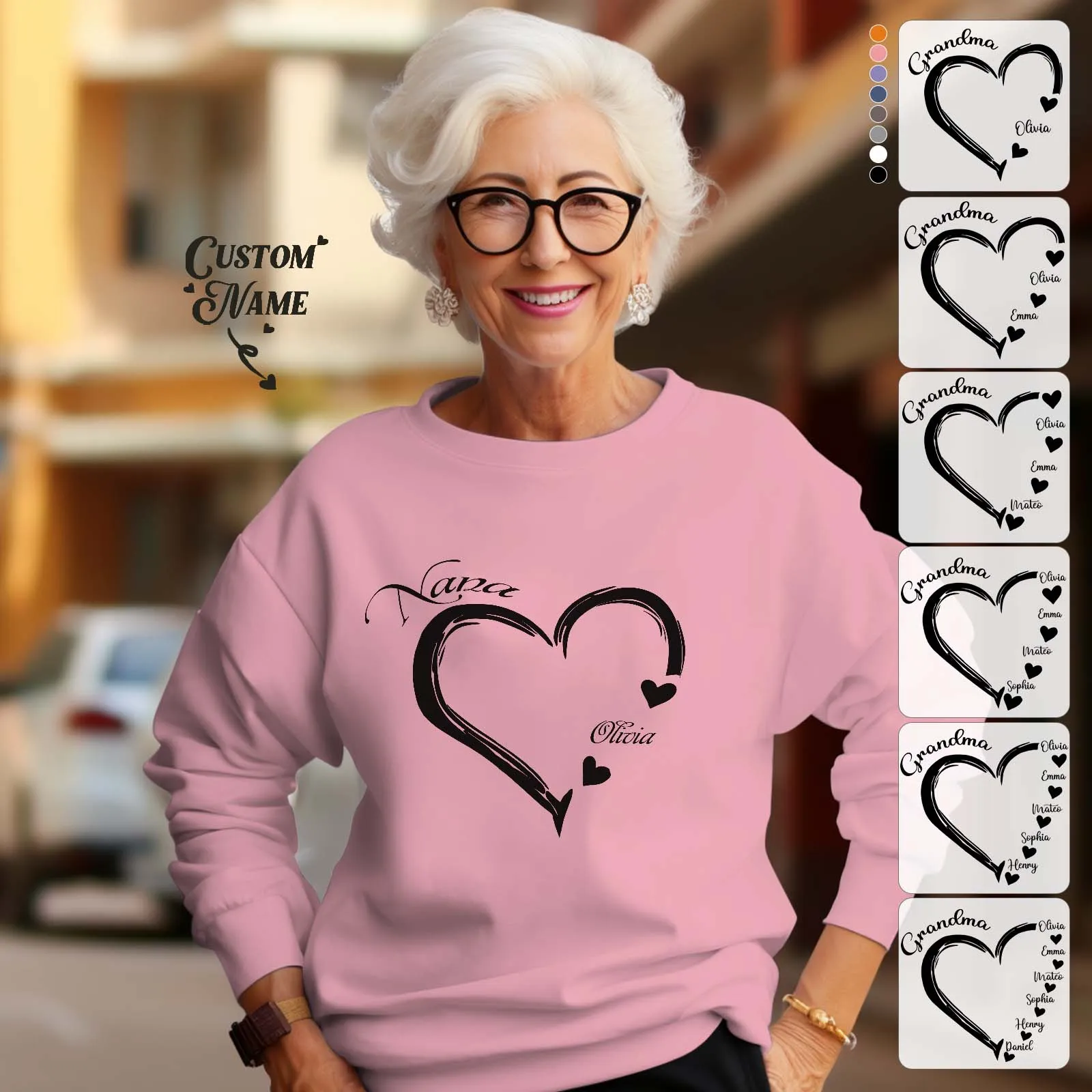 Custom Mama Grandma Round Neck Sweatshirt Personalised Crewneck Sweatshirts Mother's Day Gift