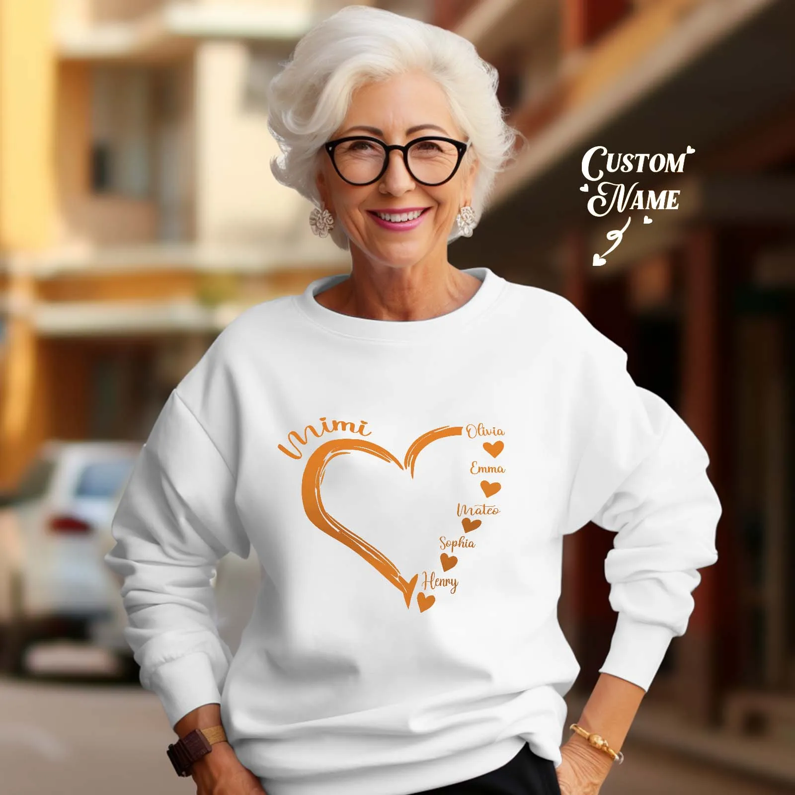 Custom Mama Grandma Round Neck Sweatshirt Personalised Crewneck Sweatshirts Mother's Day Gift