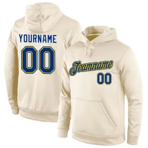 Custom Stitched Cream Royal-Gold Sports Pullover Sweatshirt Hoodie