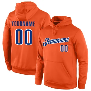 Custom Stitched Orange Royal-White Sports Pullover Sweatshirt Hoodie