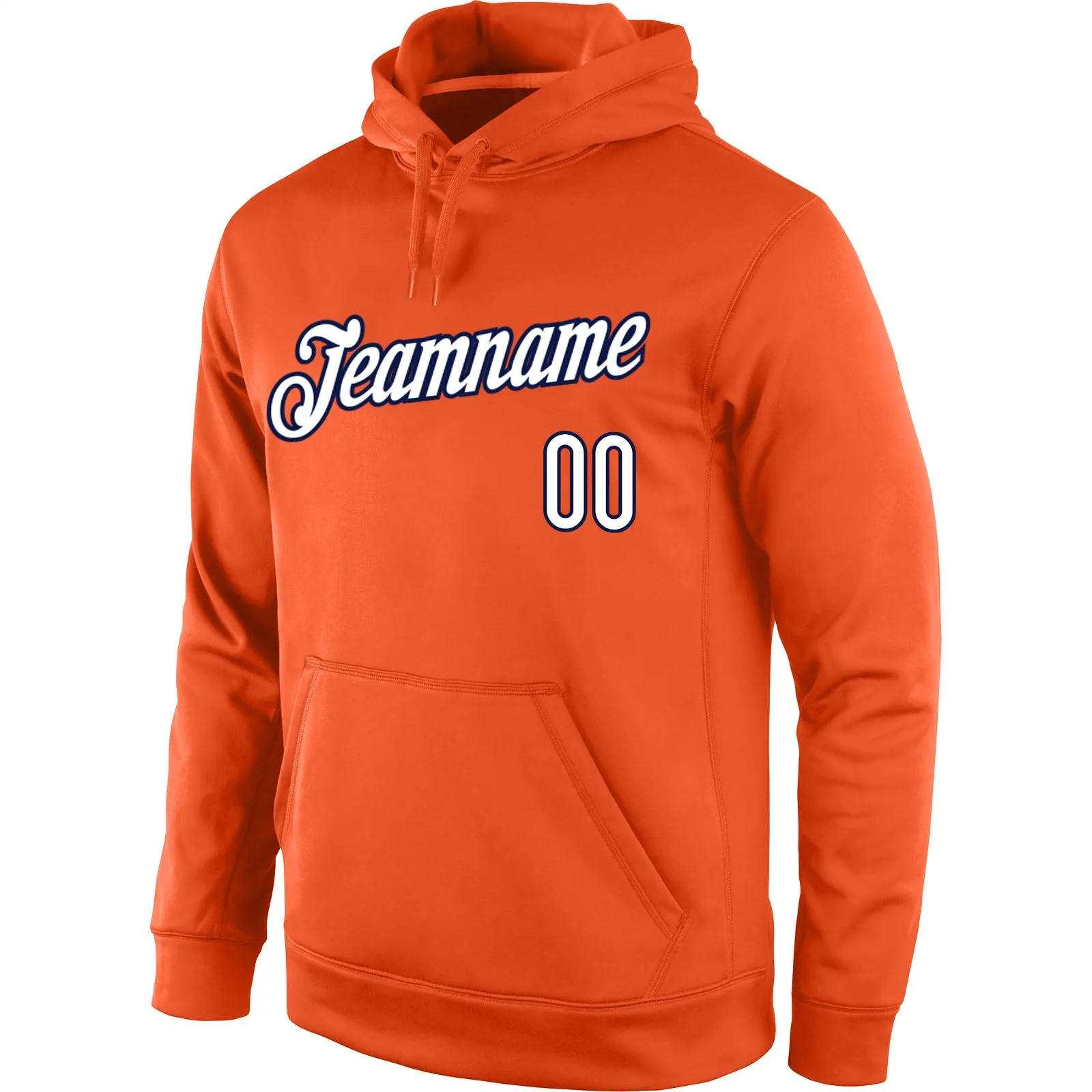 Custom Stitched Orange White-Navy Sports Pullover Sweatshirt Hoodie