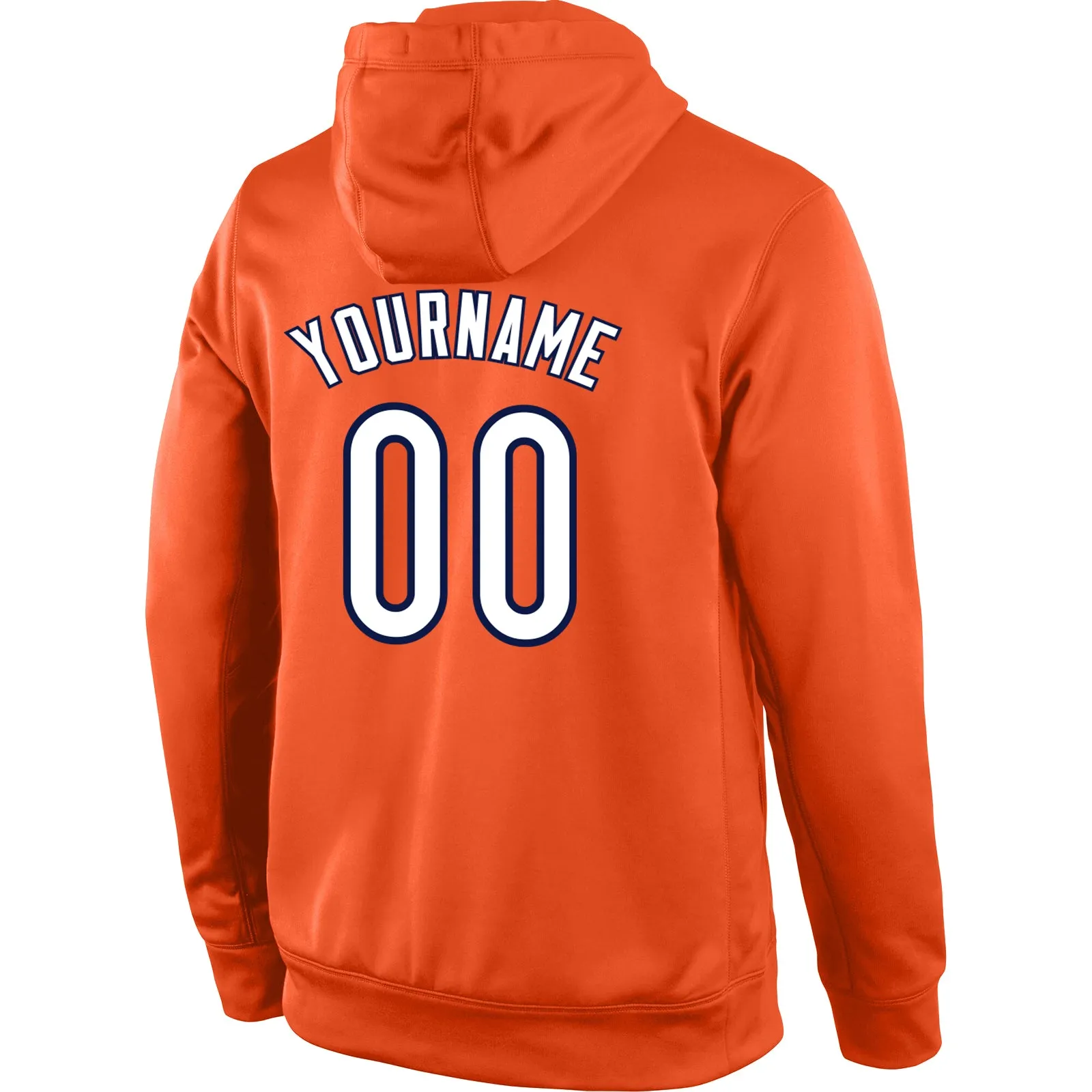 Custom Stitched Orange White-Navy Sports Pullover Sweatshirt Hoodie