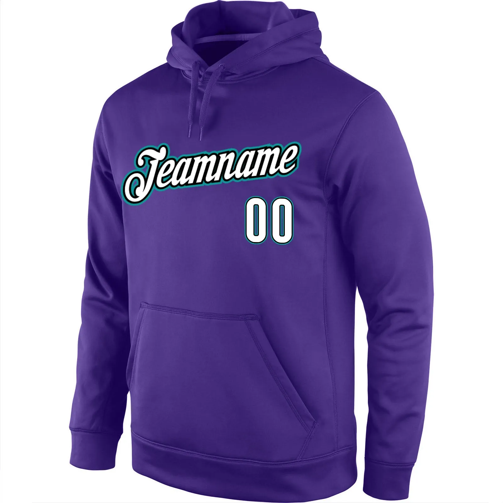 Custom Stitched Purple White-Aqua Sports Pullover Sweatshirt Hoodie