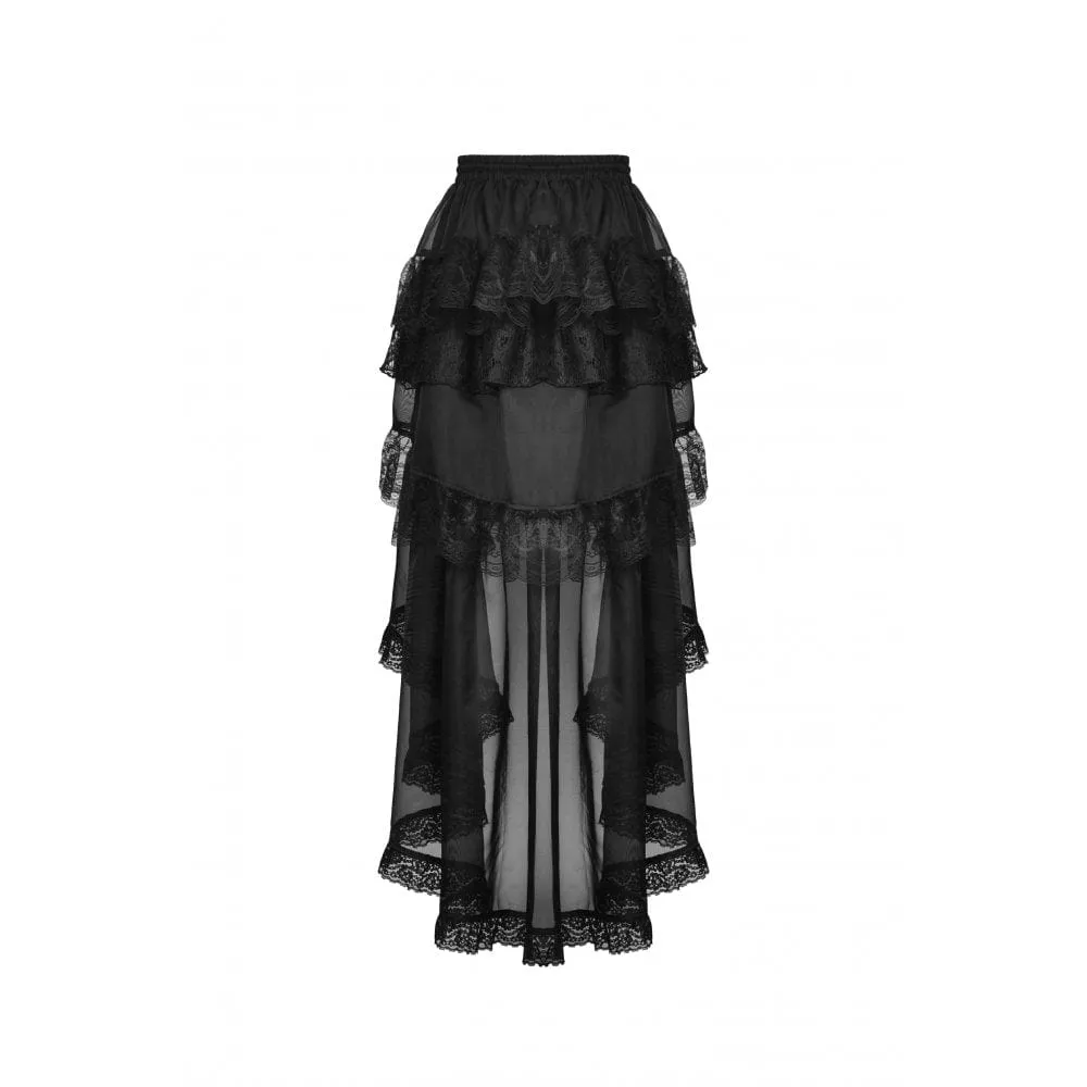 DIL Women's Gothic Irregular Layered Lace Hem Skirt