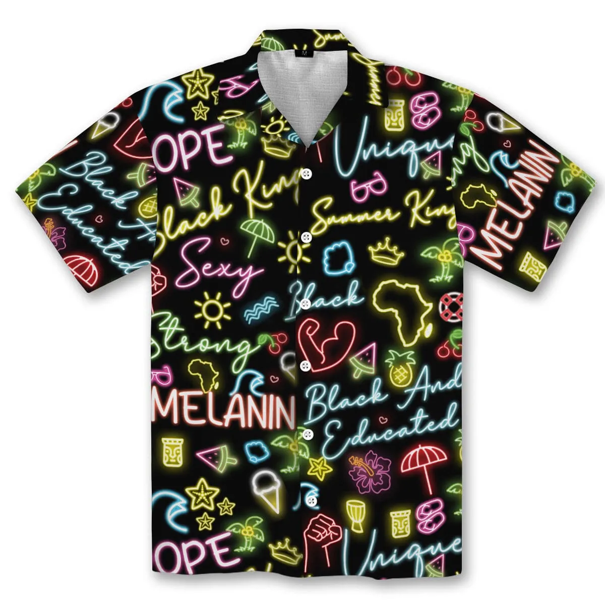 Dope Black King Neon Hawaiian Shirt and Shorts Set