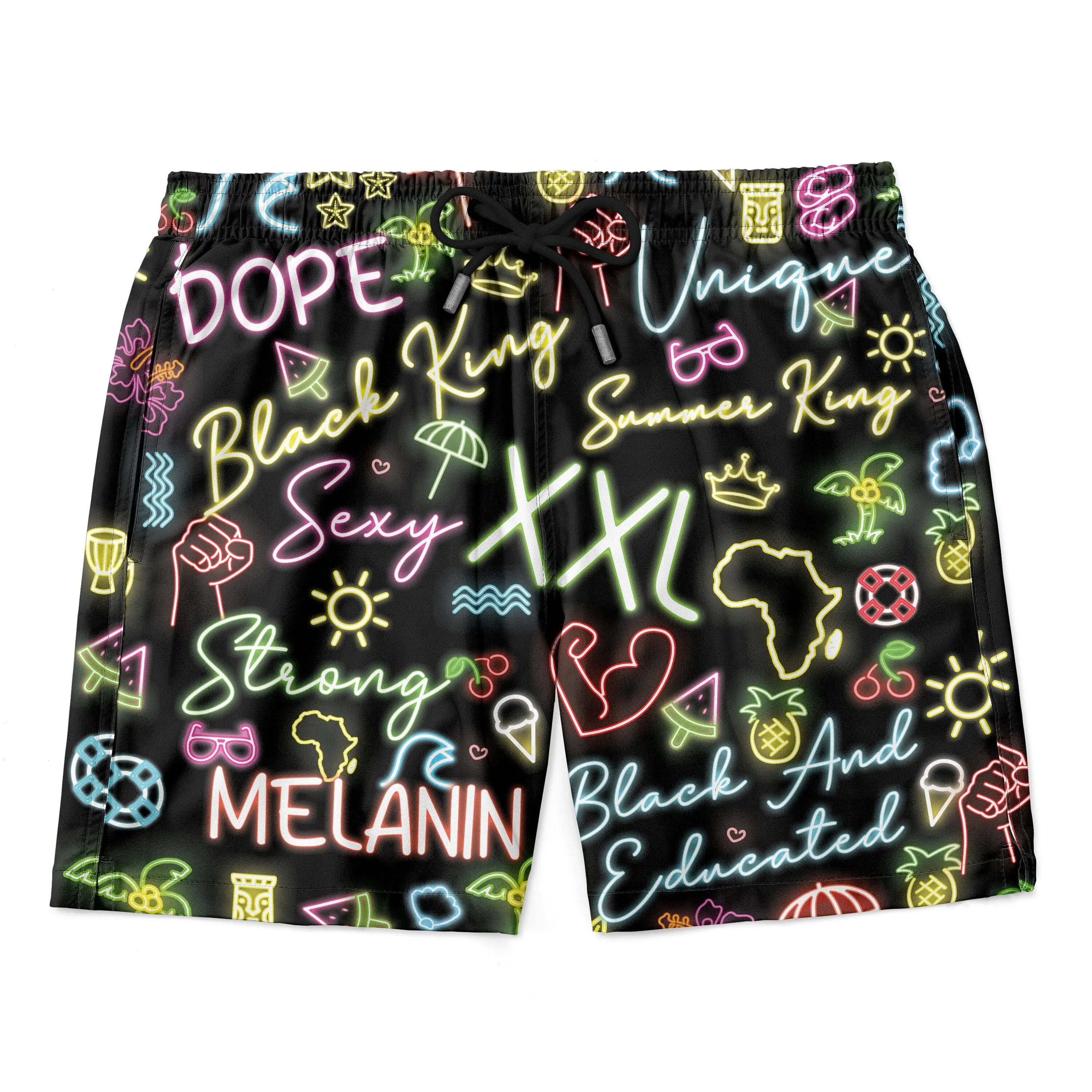 Dope Black King Neon Hawaiian Shirt and Shorts Set