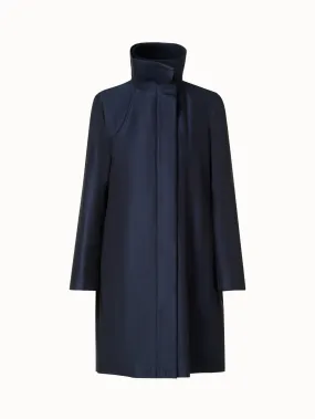 Double-Layered Wool Coat with Detachable Silk Layer