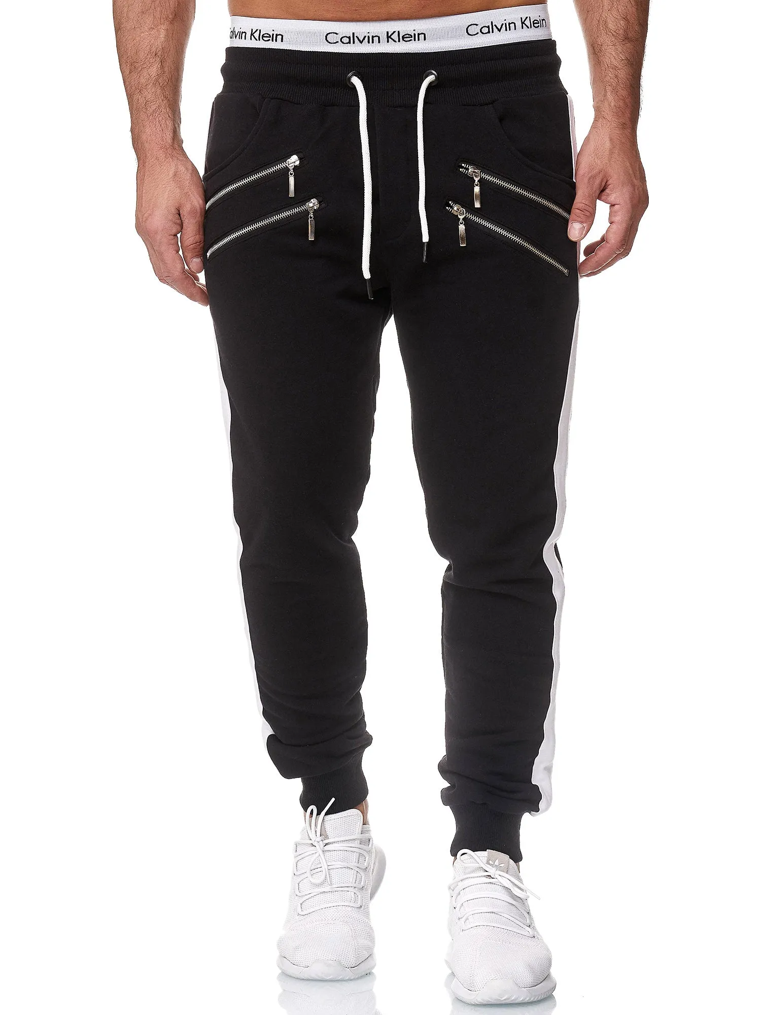 Dozip Stripe Sweatpants Joggers - Black X7A