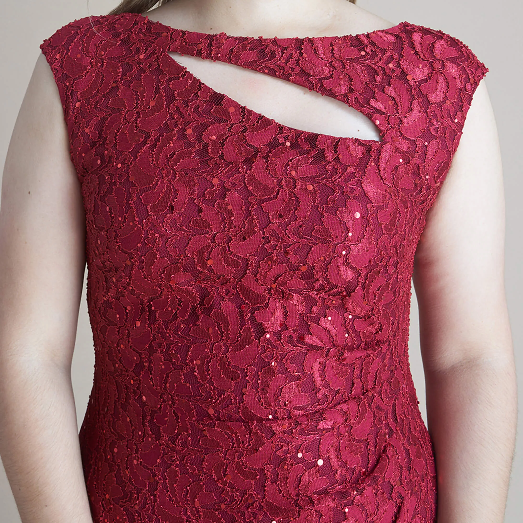 Eliza Scarlet Red Sequin Lace Dress