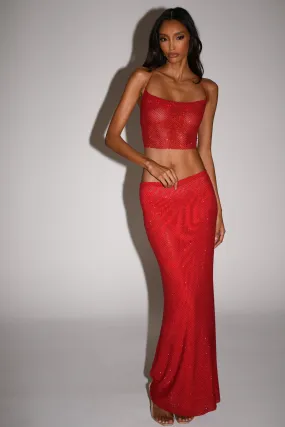 Erika Diamante Maxi Skirt - Vermilion Red