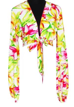 Euphoria - Floral Love Cropped Blouse (Neon Pink)