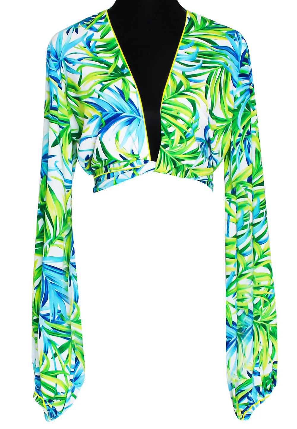 Euphoria - Paradise Palm Cropped Blouse (Neon Yellow)