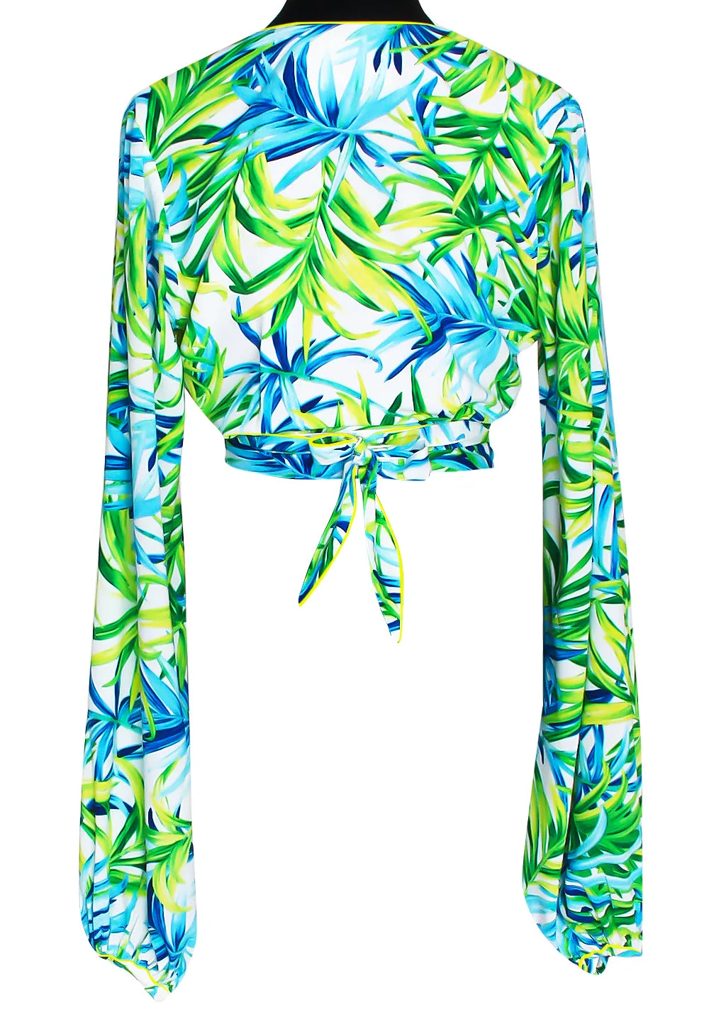 Euphoria - Paradise Palm Cropped Blouse (Neon Yellow)