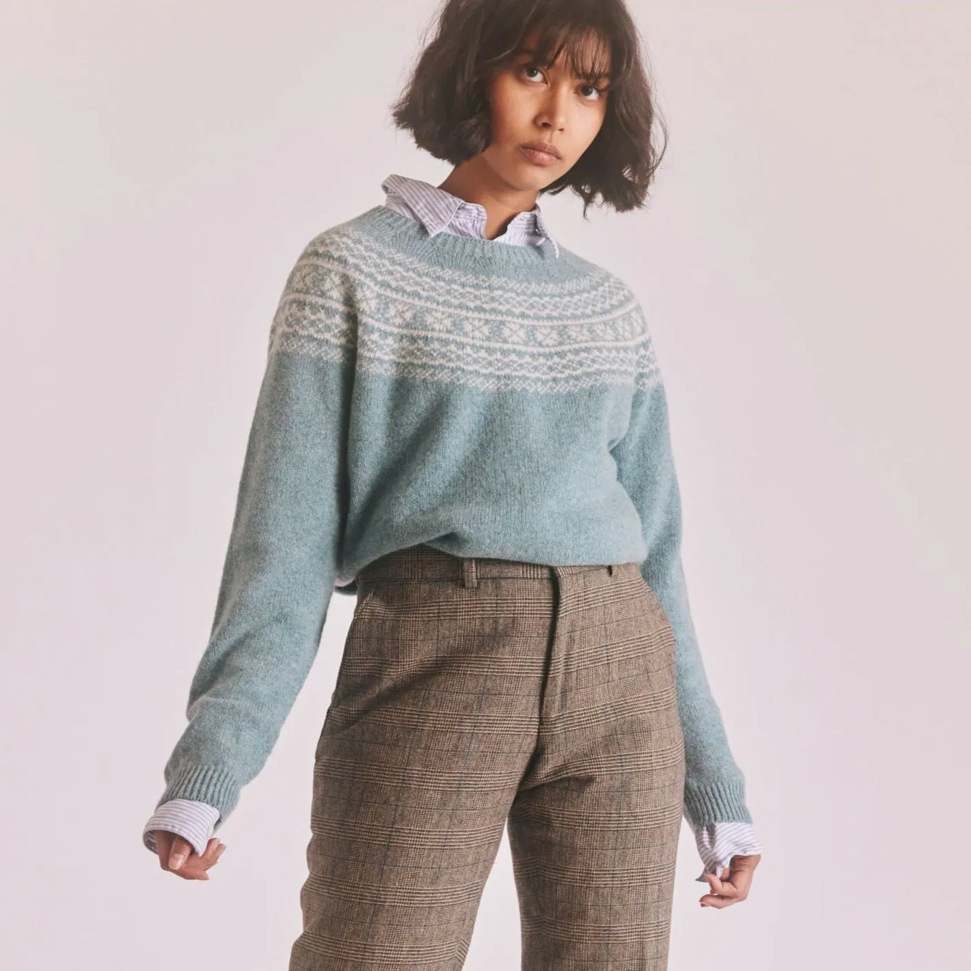 Fairisle Jumper - Oribe Green / Swansdown