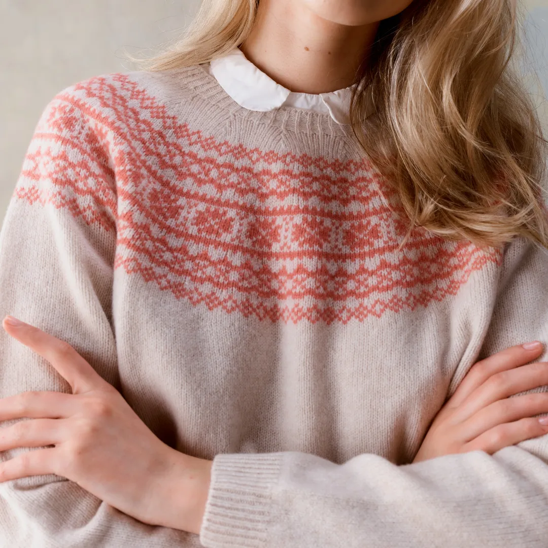 Fairisle Jumper - Swansdown / Sandrose