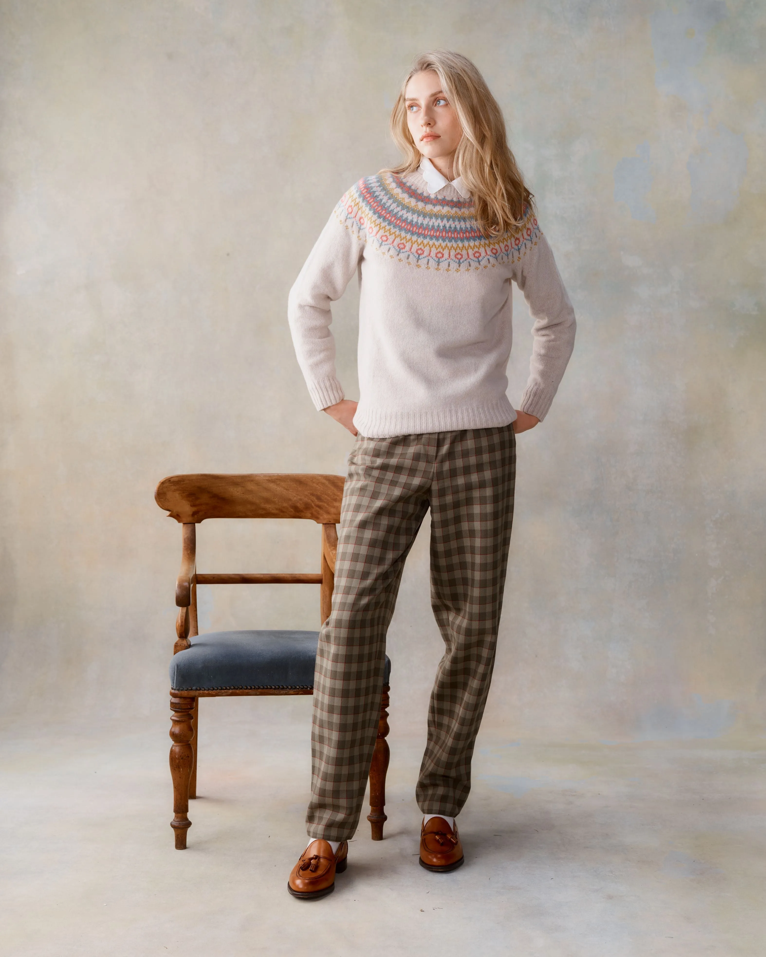 Fairisle Yoke Crew Neck Sweater - Swansdown