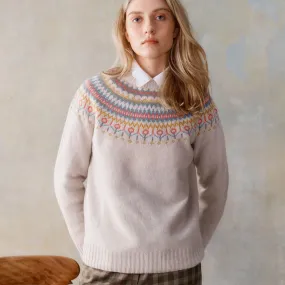 Fairisle Yoke Crew Neck Sweater - Swansdown