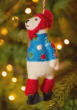 Felt Skating Bear Ornament