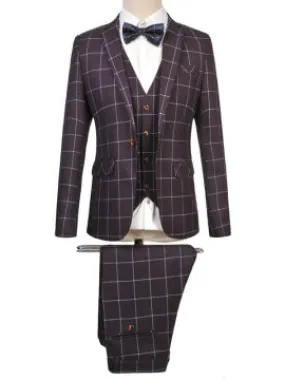 Formal  Men's Suits with Large Check Printed