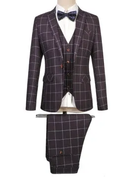 Formal  Men's Suits with Large Check Printed