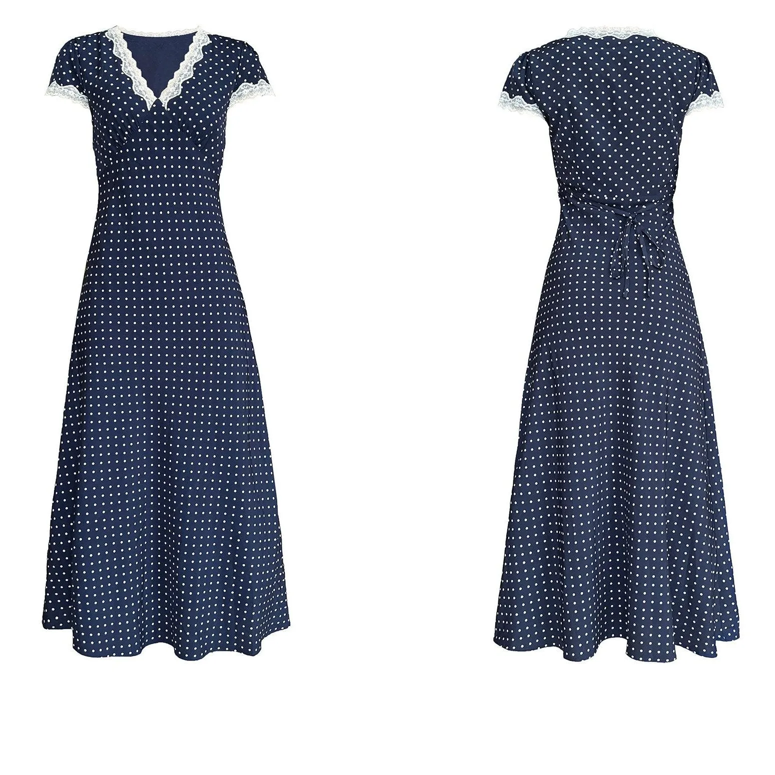 French Polka Dot Lace Long Dress